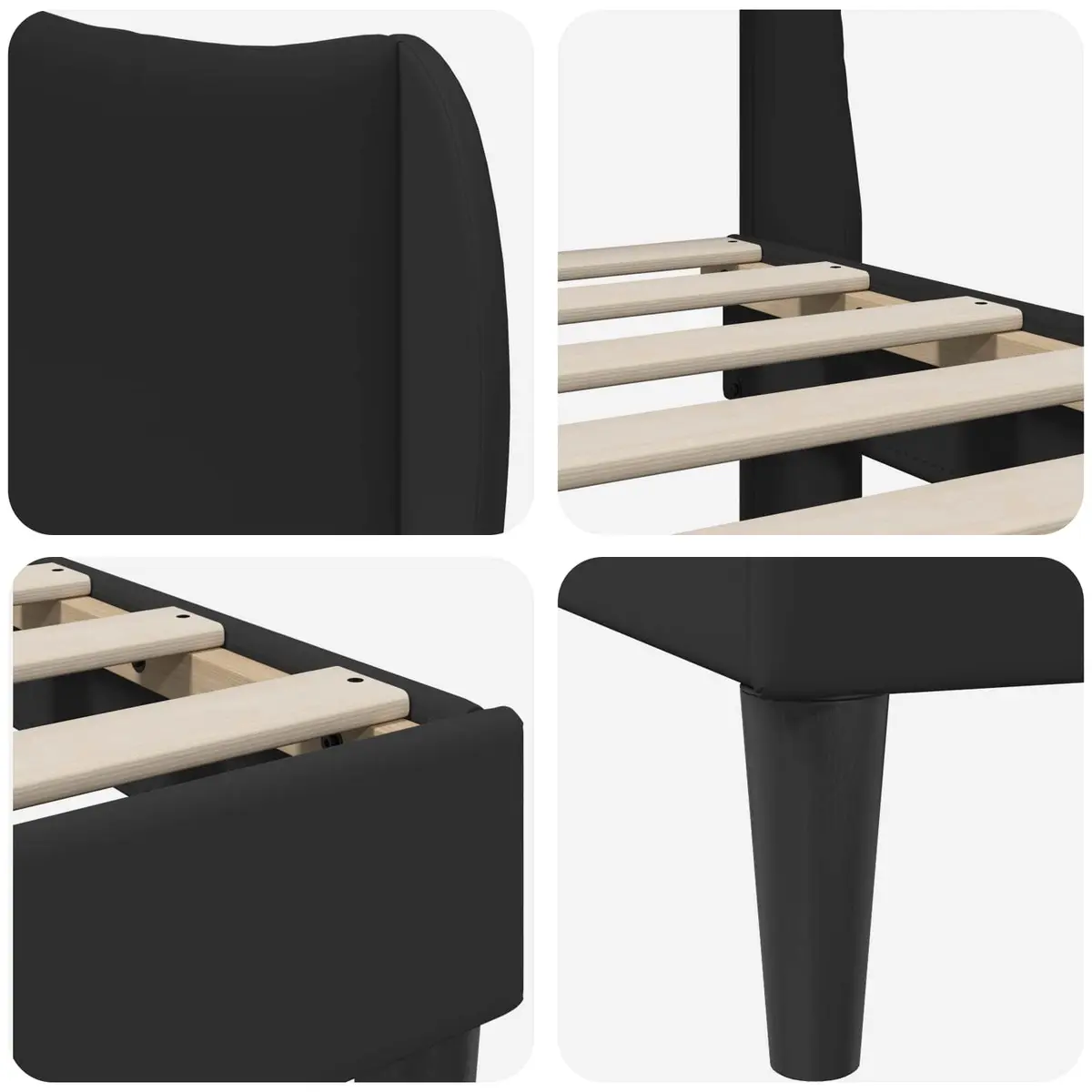 Bed Frame with Headboard Black 90 x 190 cm Modern Bedroom Furniture