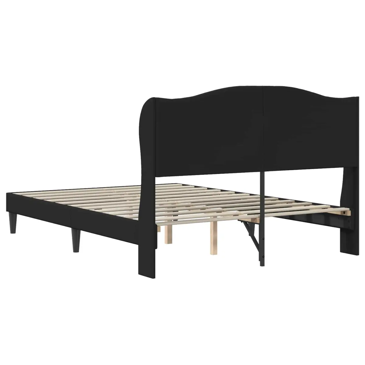 Bed Frame Black Faux Leather Modern Bedroom Furniture 137x190cm