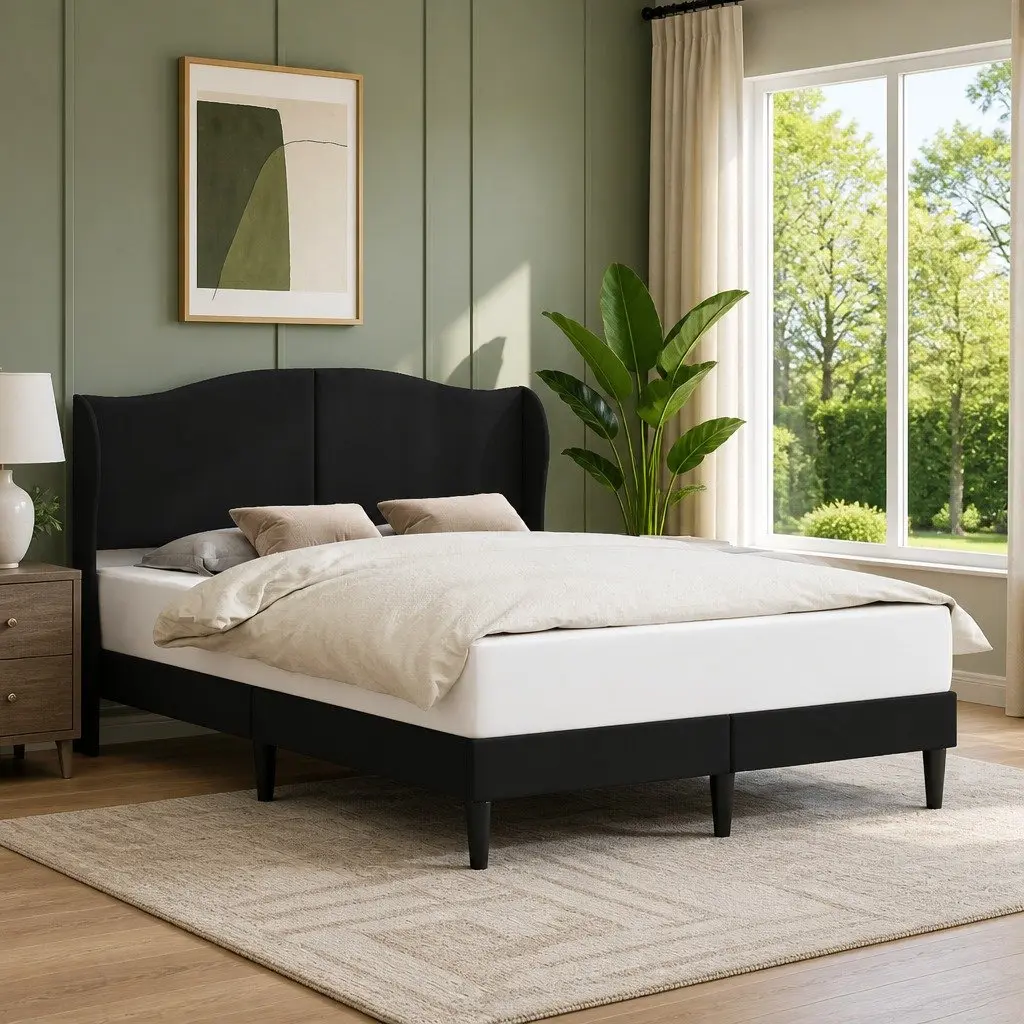 Bed Frame with Headboard in Black