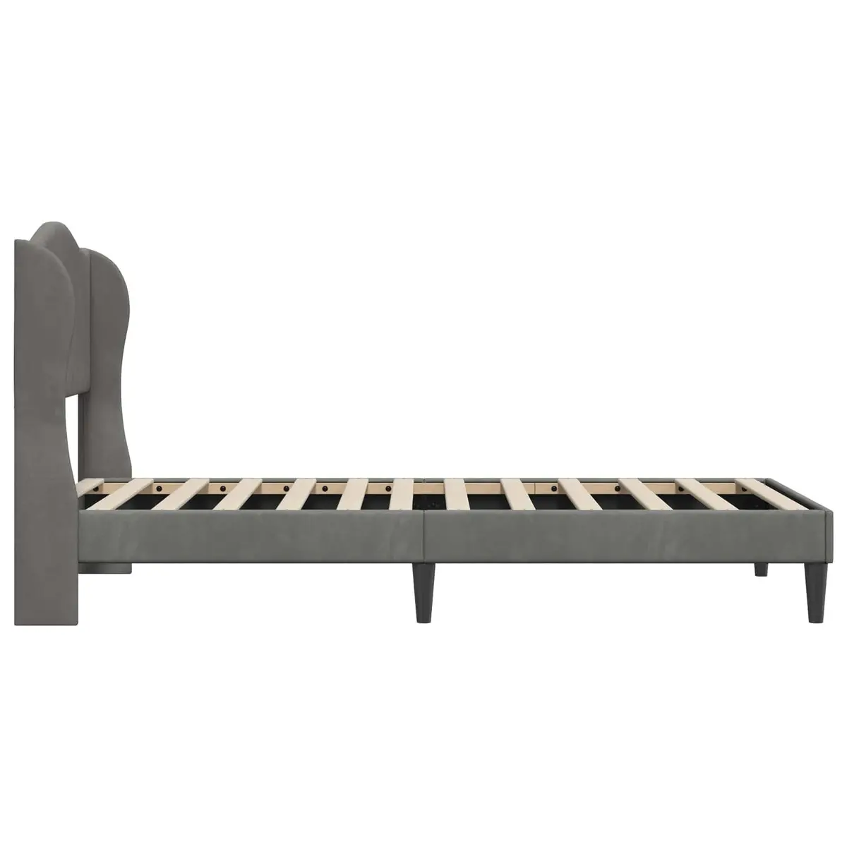 Bed Frame Headboard Velvet Upholstery 90 x 190 cm Dark Grey Modern