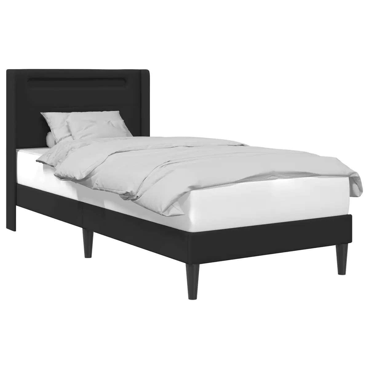 Bed Frame with LED Strip Lights Black 90 x 190 cm Faux Leather Modern Design