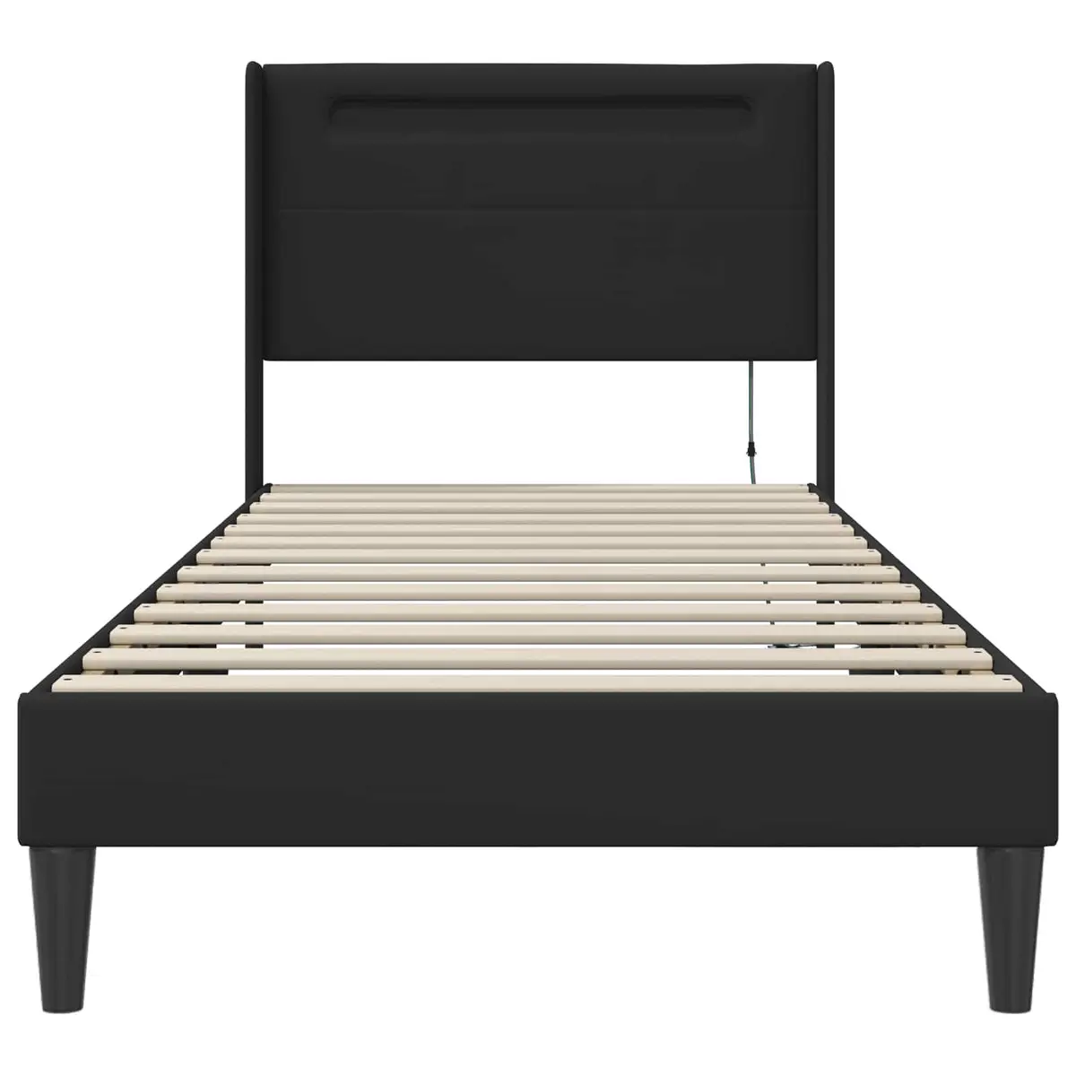 Bed Frame with LED Strip Lights Black 90 x 190 cm Faux Leather Modern Design