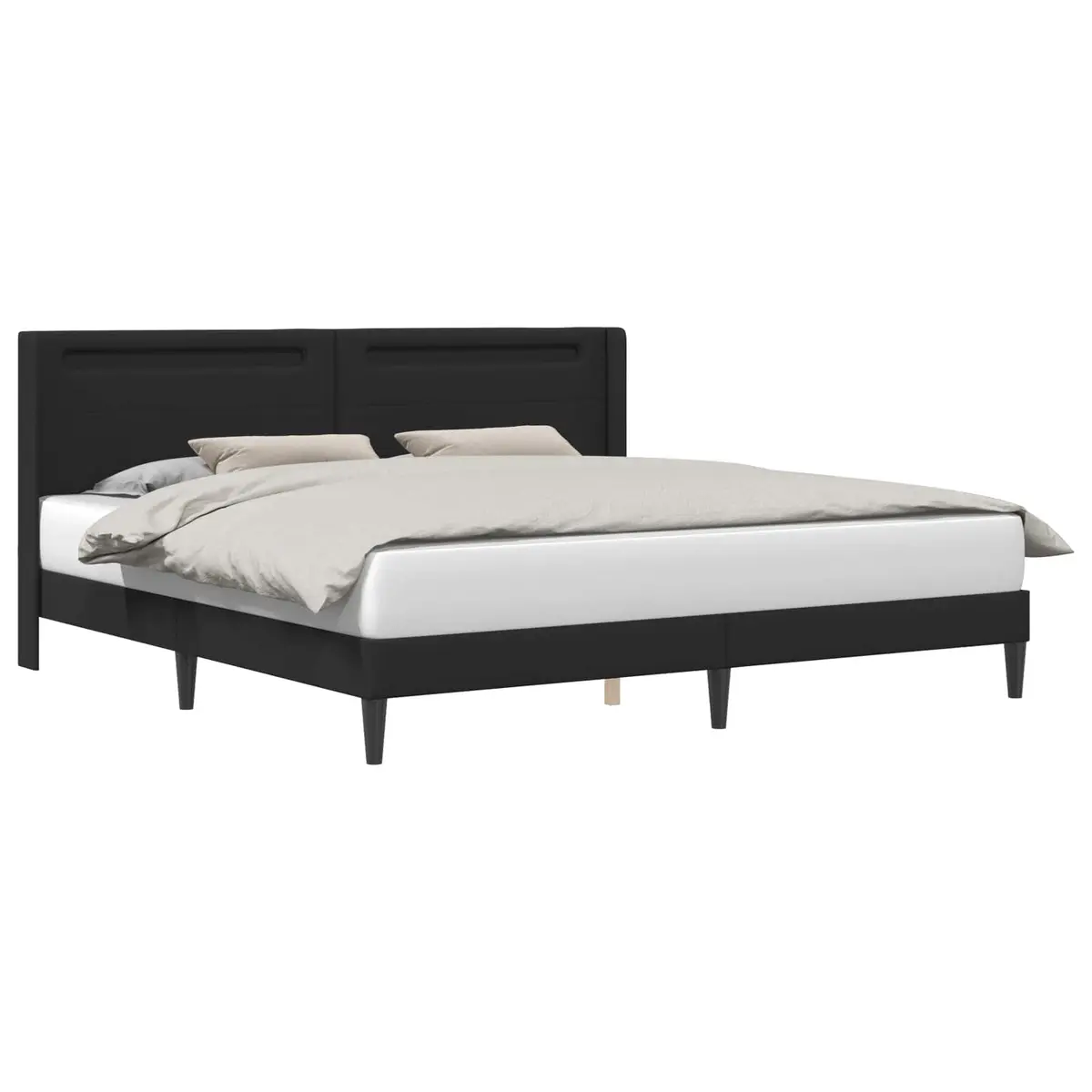 Black Bed Frame with Integrated LED Strip Lights