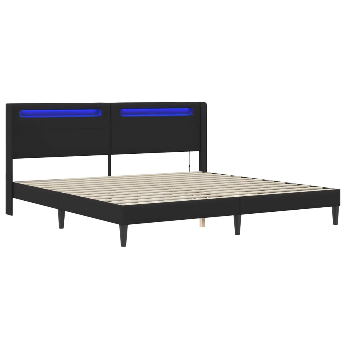 Black Bed Frame with Integrated LED Strip Lights