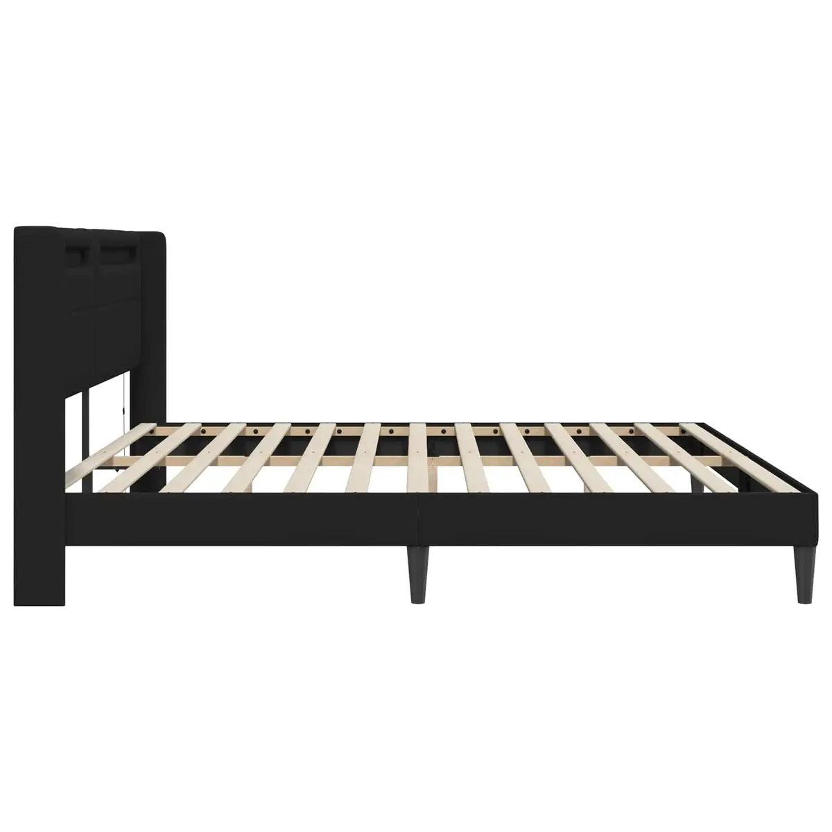 Black Bed Frame with Integrated LED Strip Lights