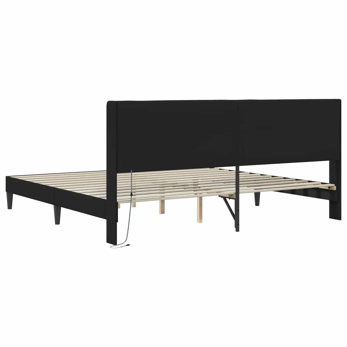 Black Bed Frame with Integrated LED Strip Lights