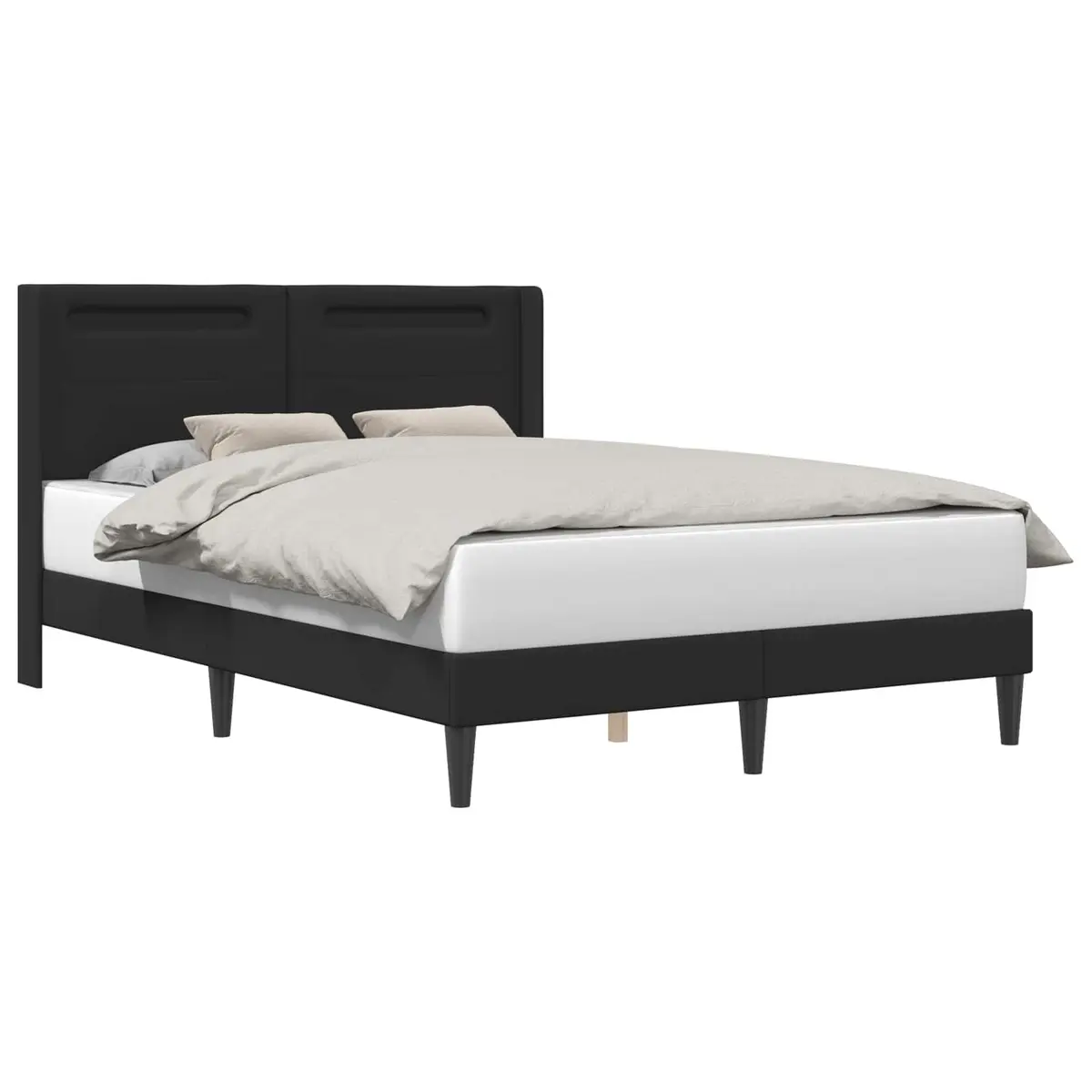 Black Faux Leather Bed Frame with LED Lights