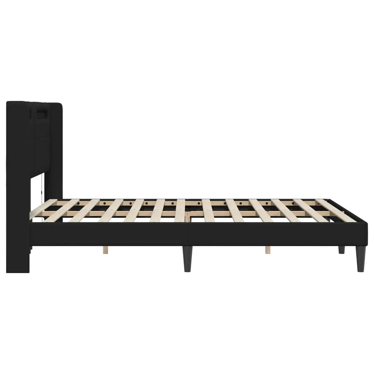 Black Faux Leather Bed Frame with LED Lights