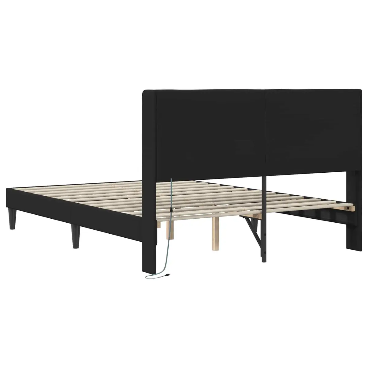 Black Faux Leather Bed Frame with LED Lights