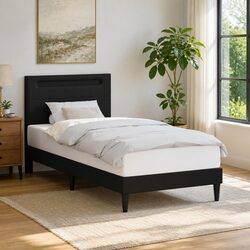 Reliable Black Bed Frame 90 x 190 cm with LED Lights