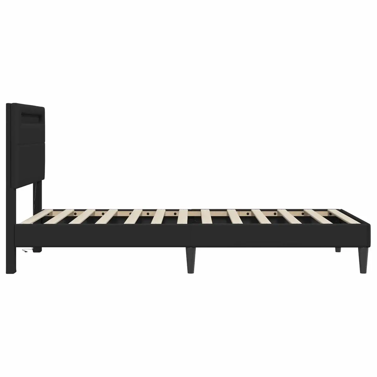 Bed Frame Faux Leather 90 x 190 cm Modern Black with Slatted Base