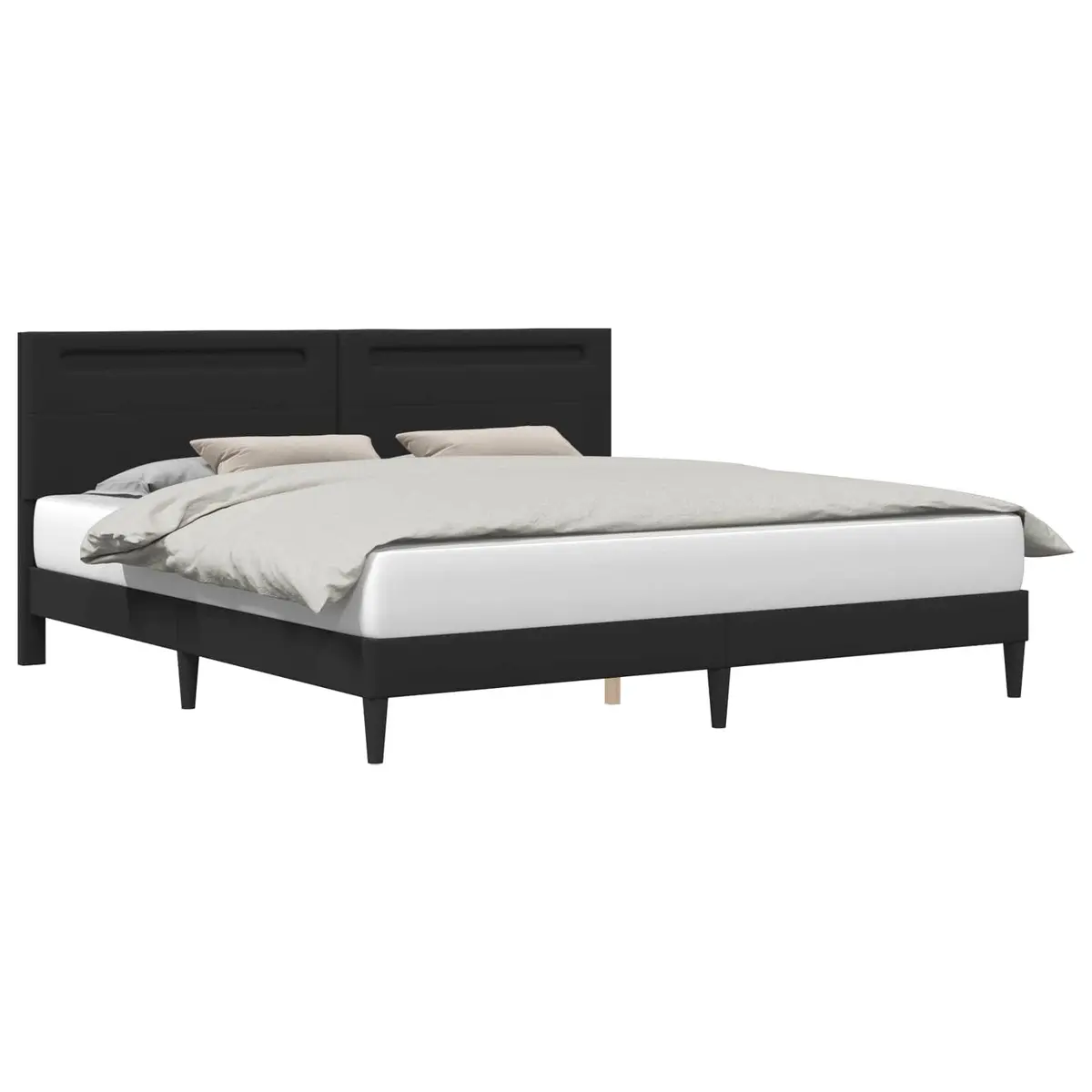 Bed Frame Black Faux Leather 180 x 200 cm Slatted Base LED Lighting USB