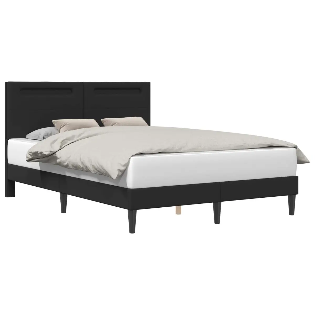 Black Faux Leather Bed Frame with LED Lighting