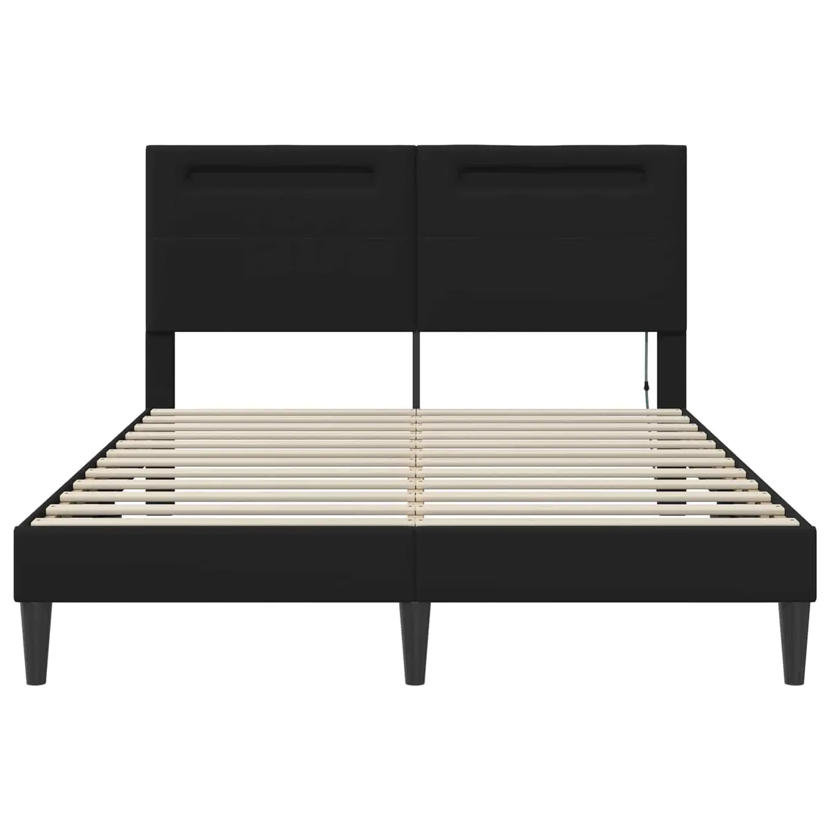 Black Faux Leather Bed Frame with LED Lighting