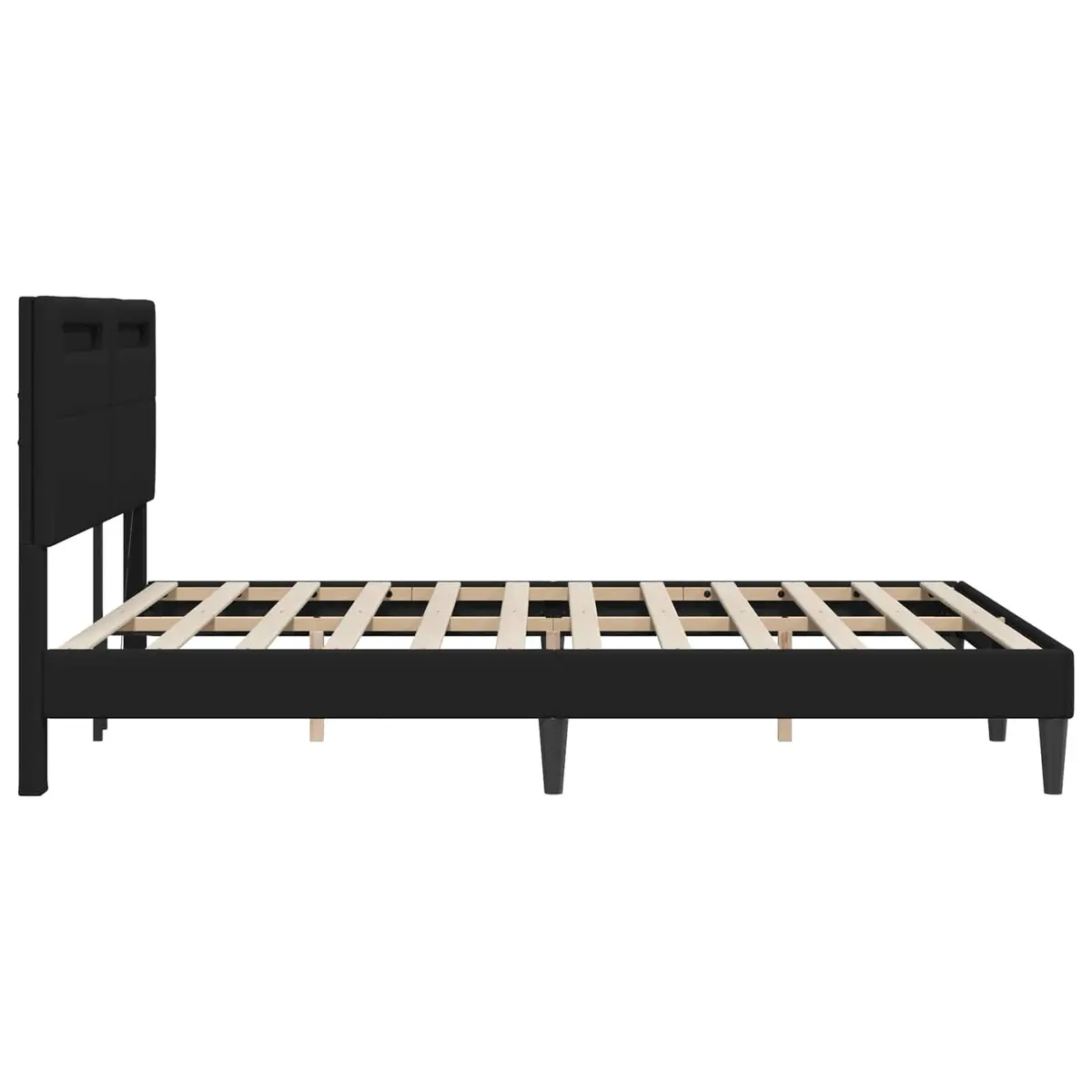 Black Faux Leather Bed Frame with LED Lighting