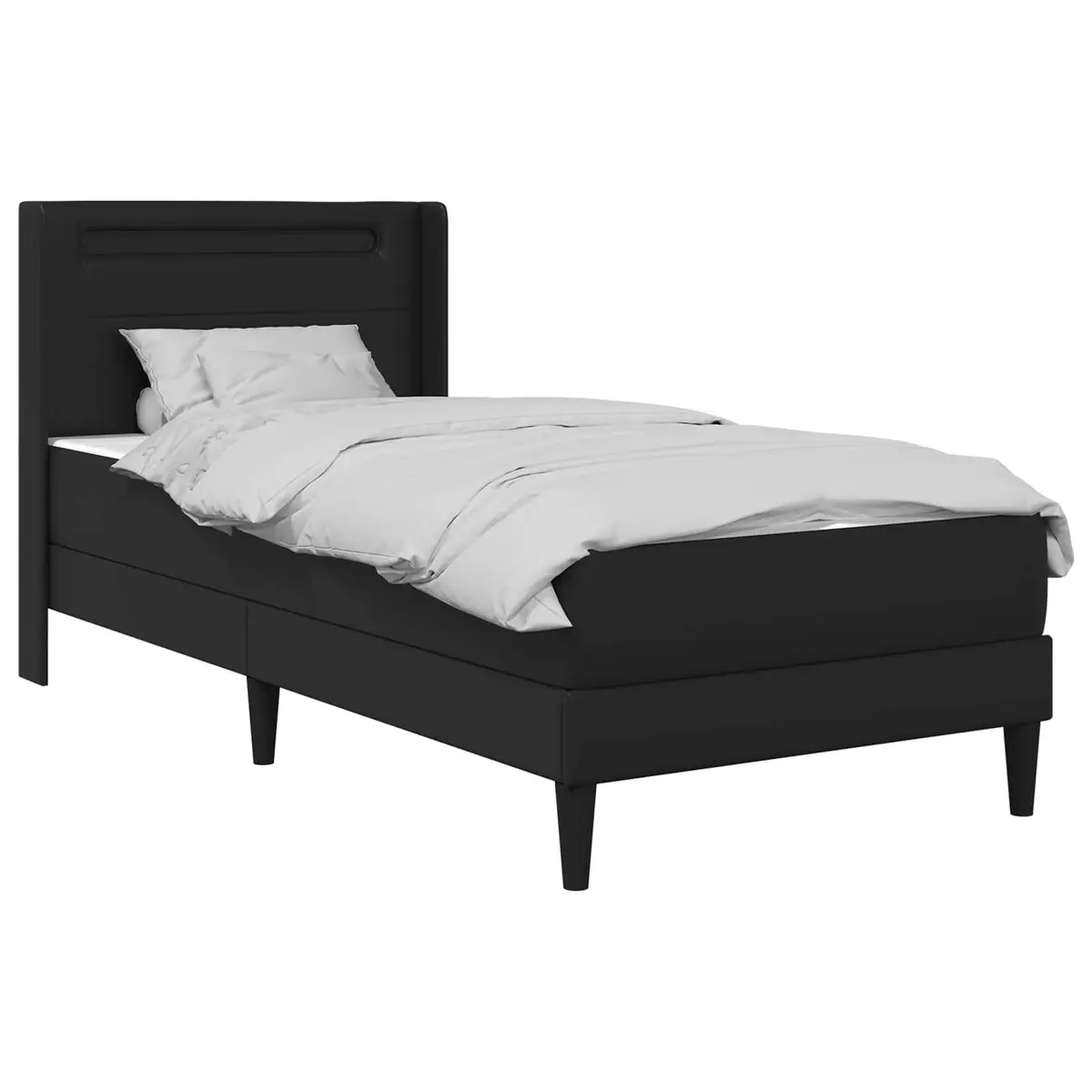 Bed Frame with Mattress 90 x 190 cm Faux Leather Black LED USB Ports