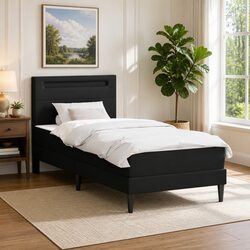 Comfortable Black Bed Frame with Built-in LED Lights