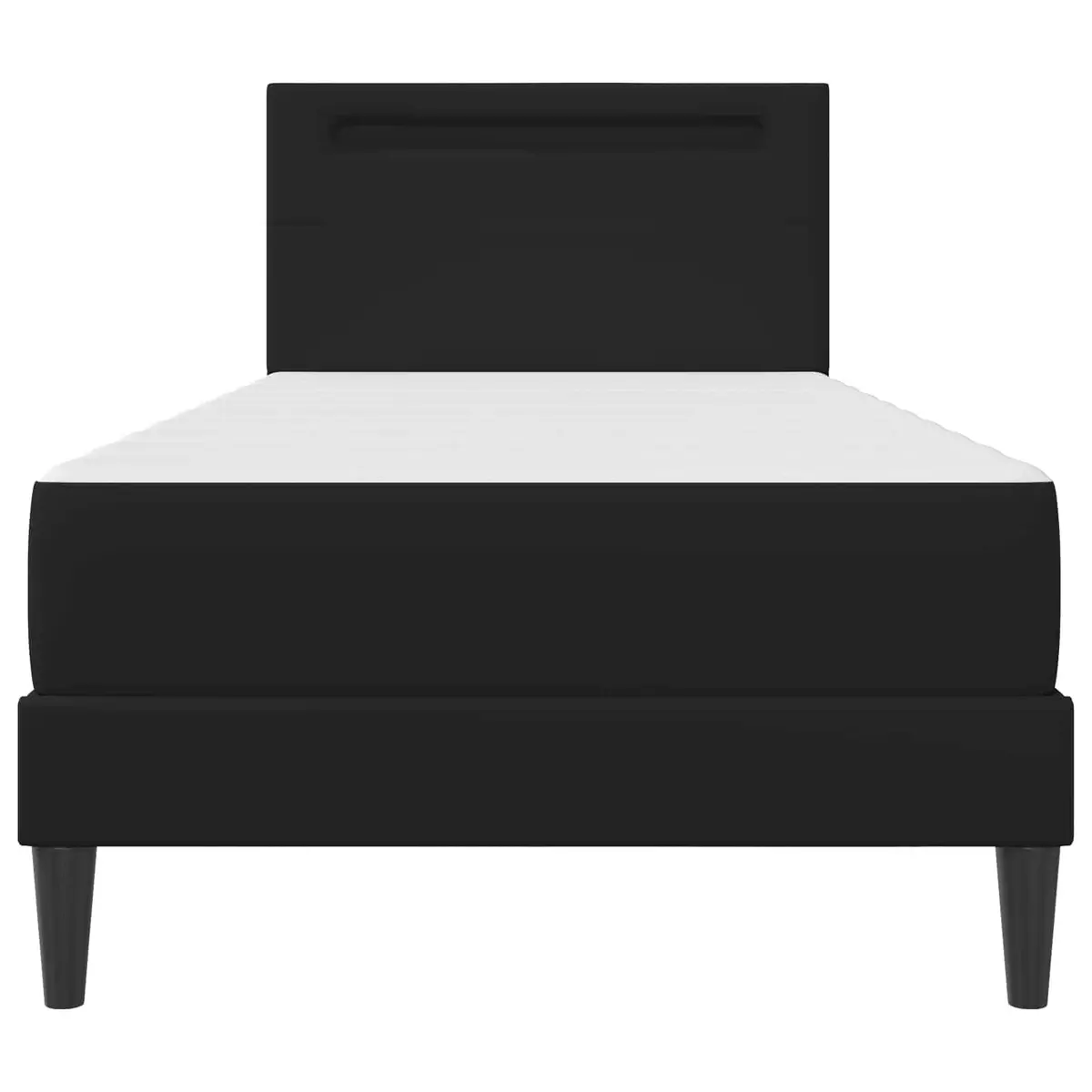 Bed Frame LED Strip Lights Storage 90 x 190 cm Black Faux Leather Headboard