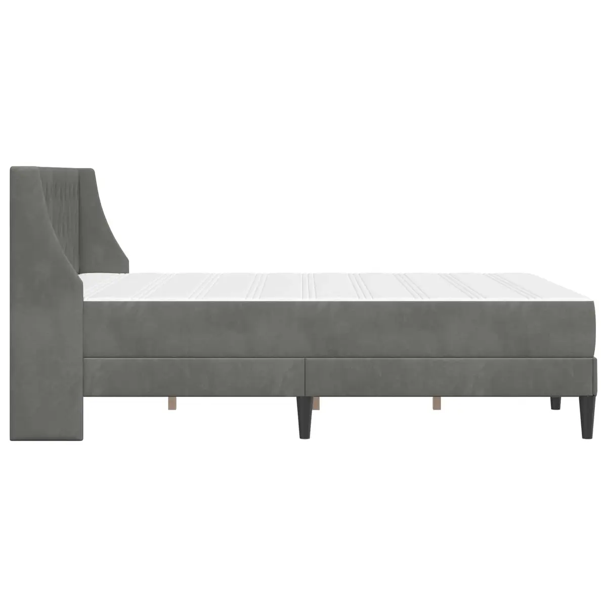 Bed Frame with Mattress Grey 137 x 190 cm Velvet Upholstered Modern Bedroom