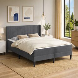 Comfortable Dark Grey Bed Frame and Mattress Set