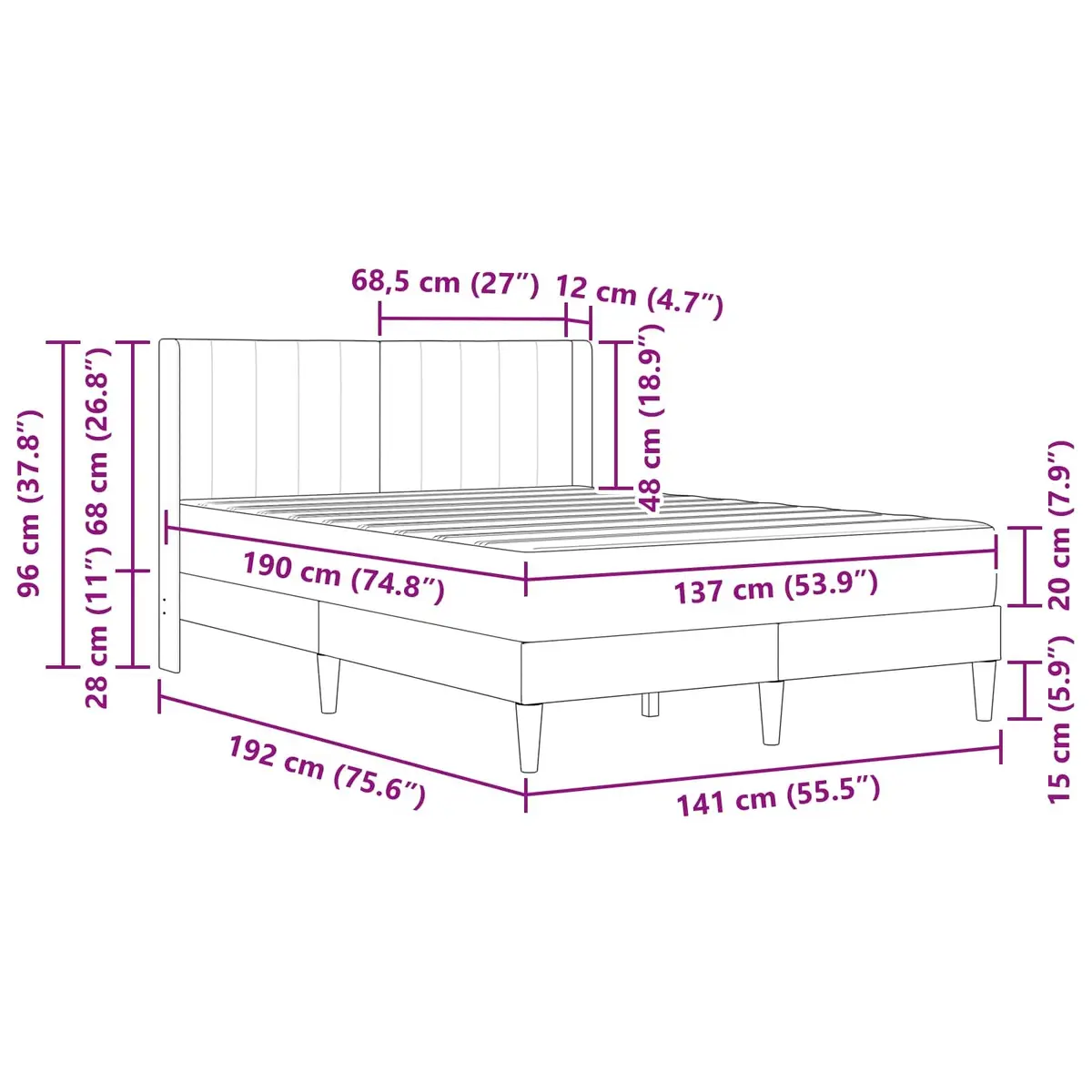Dark Grey Bed Frame and Mattress Set