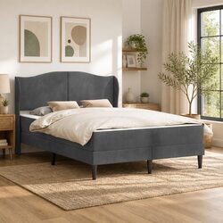 Dark Grey Bed Frame with Headboard for Comfort and Style 137 x 190 cm