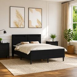 Reliable Black Bed Frame with LED Lights and USB Charger Included
