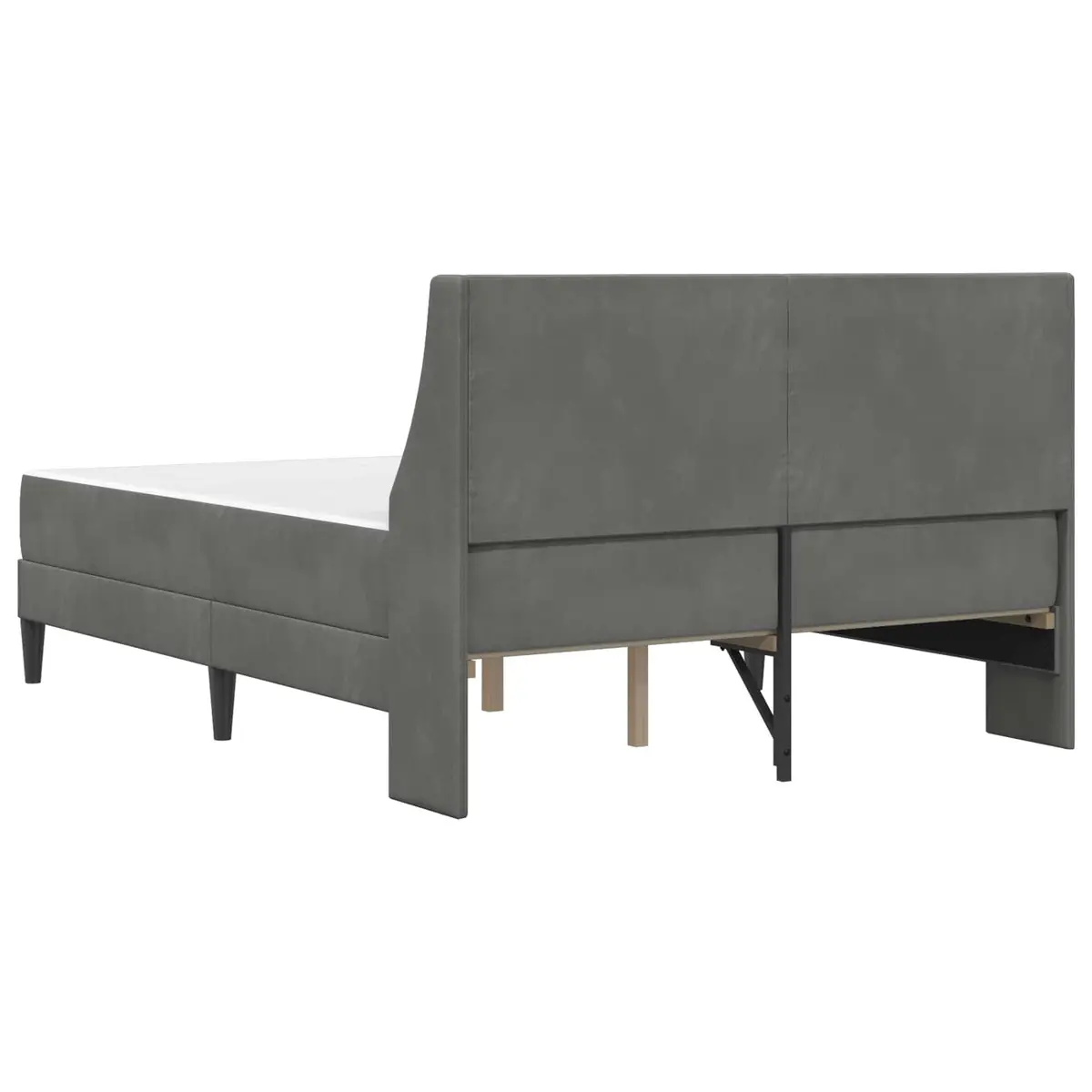 Bed Frame with Mattress Modern Velvet Upholstered 137 x 190 cm Grey