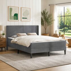 Comfortable Grey Bed Frame and Mattress Set