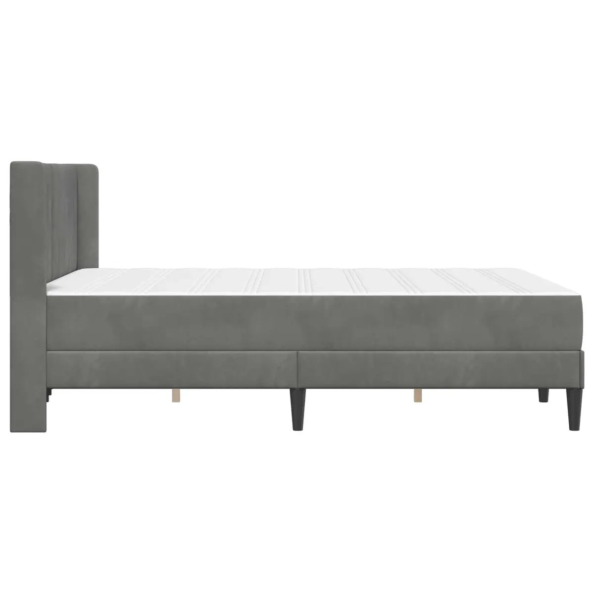 Bed Frame with Mattress Grey 137 x 190 cm Velvet Modern Bedroom Furniture