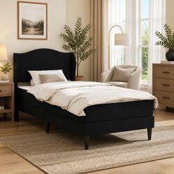 Comfortable Black Bed Frame with Headboard and Storage