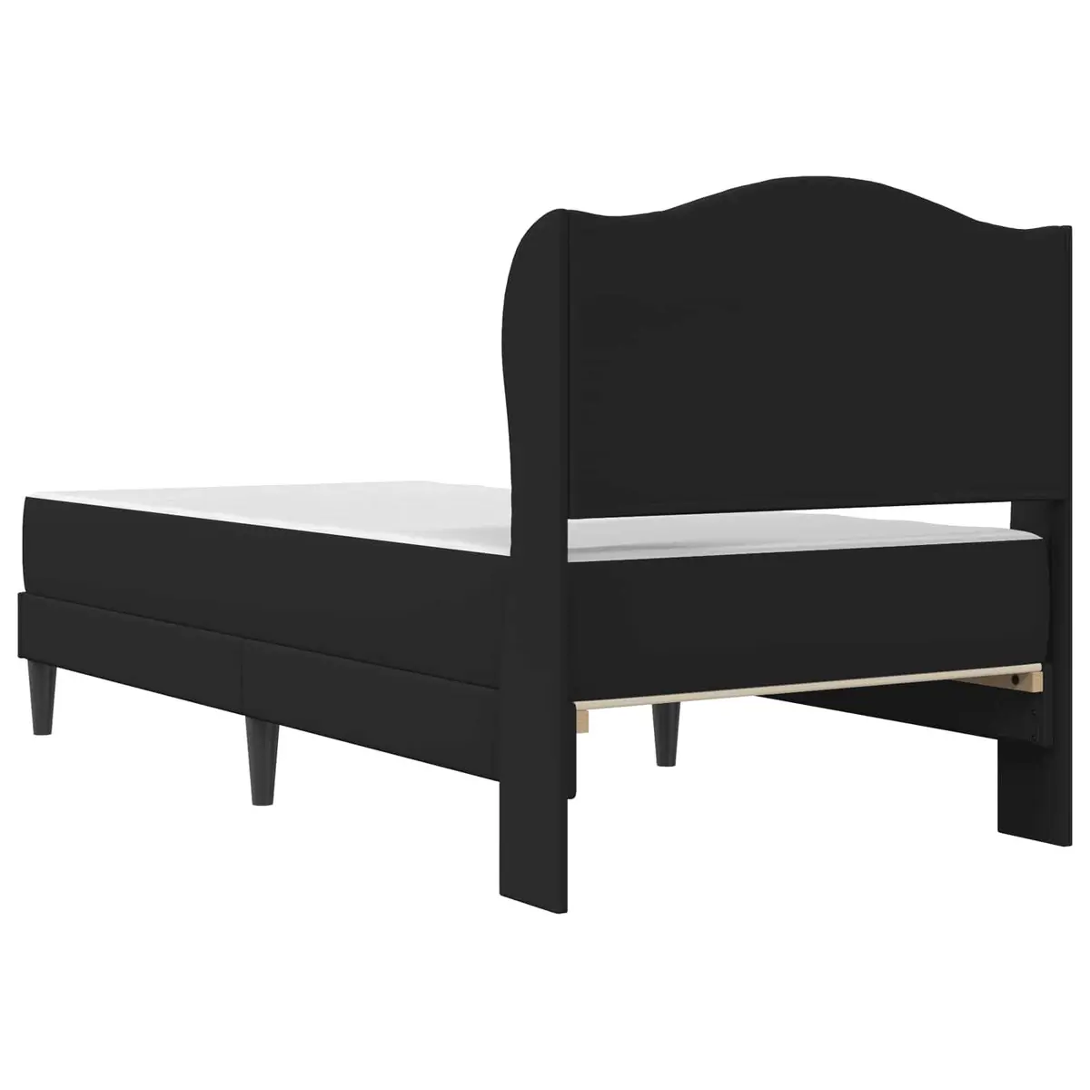 Bed Frame with Headboard Black 107 x 203 cm Modern Bedroom Furniture Slatted