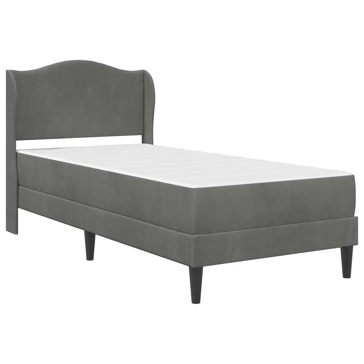 Bed Frame with Headboard Storage 107 x 203 cm Dark Grey Velvet Upholstery