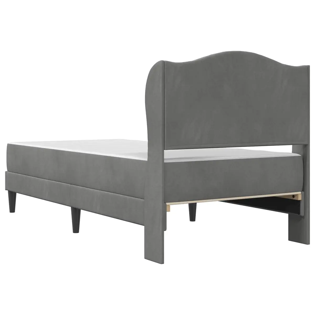 Bed Frame with Headboard Storage 107 x 203 cm Dark Grey Velvet Upholstery