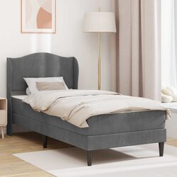 Comfortable Dark Grey Bed Frame with Headboard 90 x 190 cm