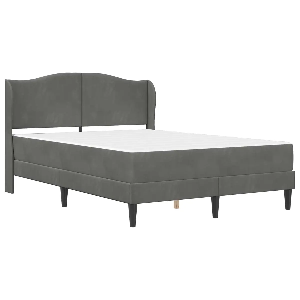Bed Frame with Headboard Storage 137 x 190 cm Dark Grey Velvet Upholstery