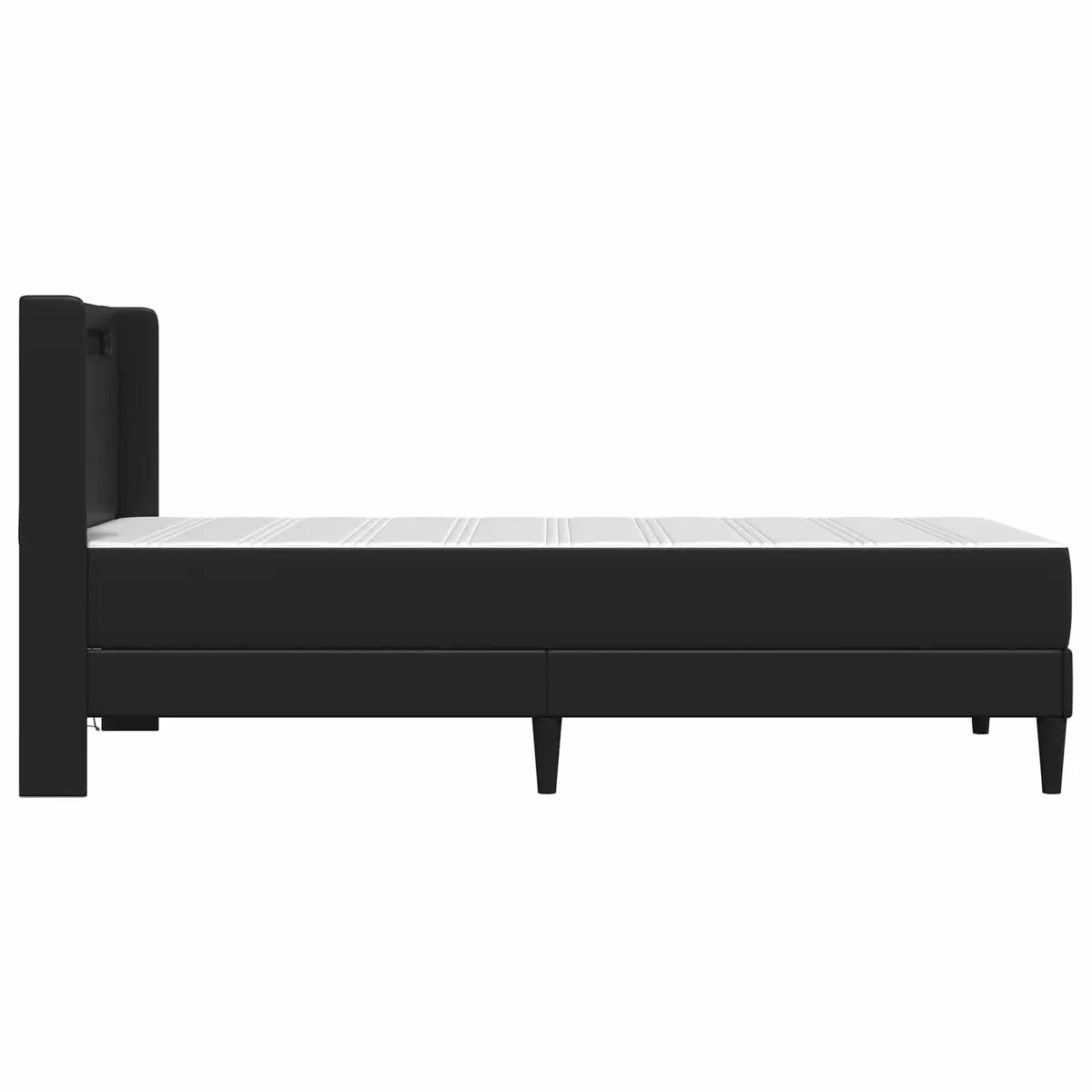 Bed Frame with Mattress 107 x 203 cm Black Faux Leather Headboard LED Lighting