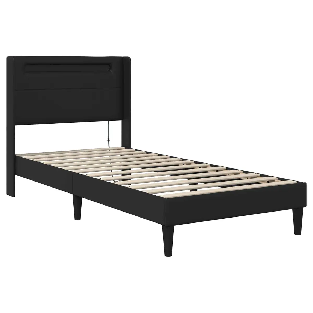 Bed Frame with Foam Mattress Black 90 x 190 cm Modern Bedroom Furniture
