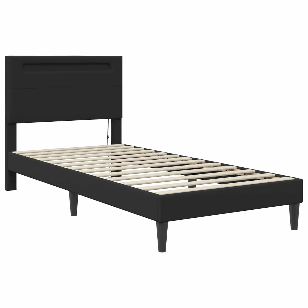 Bed Frame with LED Lights and Faux Leather