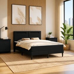 Warm and Practical Black Faux Leather Bed Frame