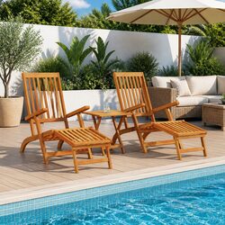 Acacia Wood Sun Lounger: Practical Comfort for Outdoors