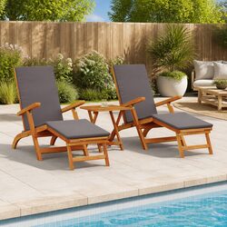 Sun Lounger Reclining Folding Chair Garden Patio Pool Outdoor Seating Furniture
