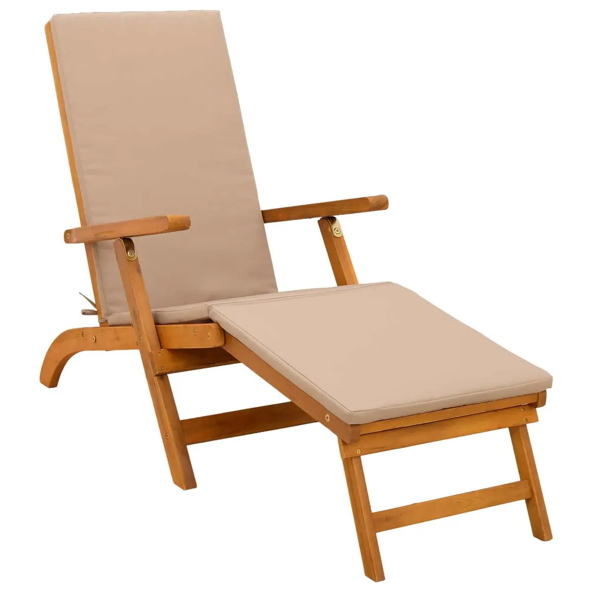 Sun Lounger Reclining Folding Chair 3 pcs Solid Acacia Wood Garden Patio