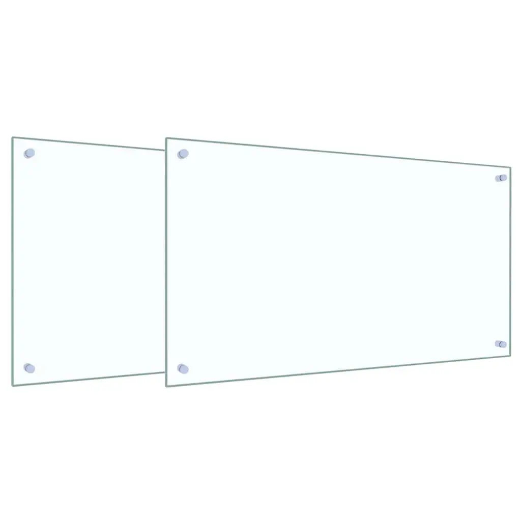 Kitchen Backsplash Transparent Tempered Glass 90 x 50 cm 2 pcs Splashback Panel