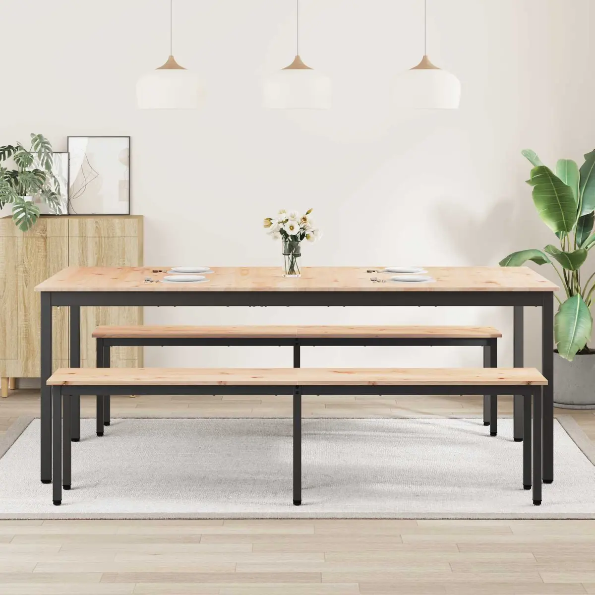 Dining Table in Solid Pine Wood 200 cm