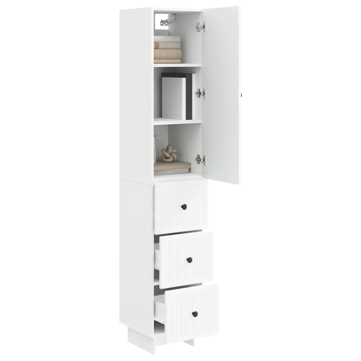Cabinet Set 2 Pieces Storage Furniture Engineered Wood 33 x 34.5 x 90 cm White