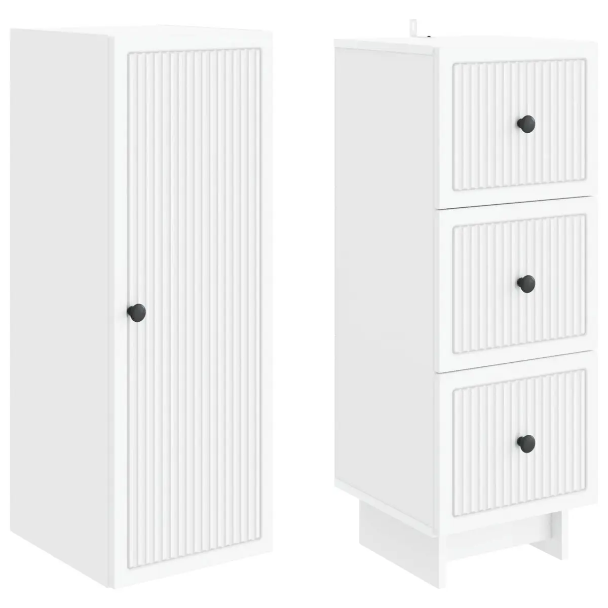 Cabinet Set 2 Pieces Storage Furniture Engineered Wood 33 x 34.5 x 90 cm White