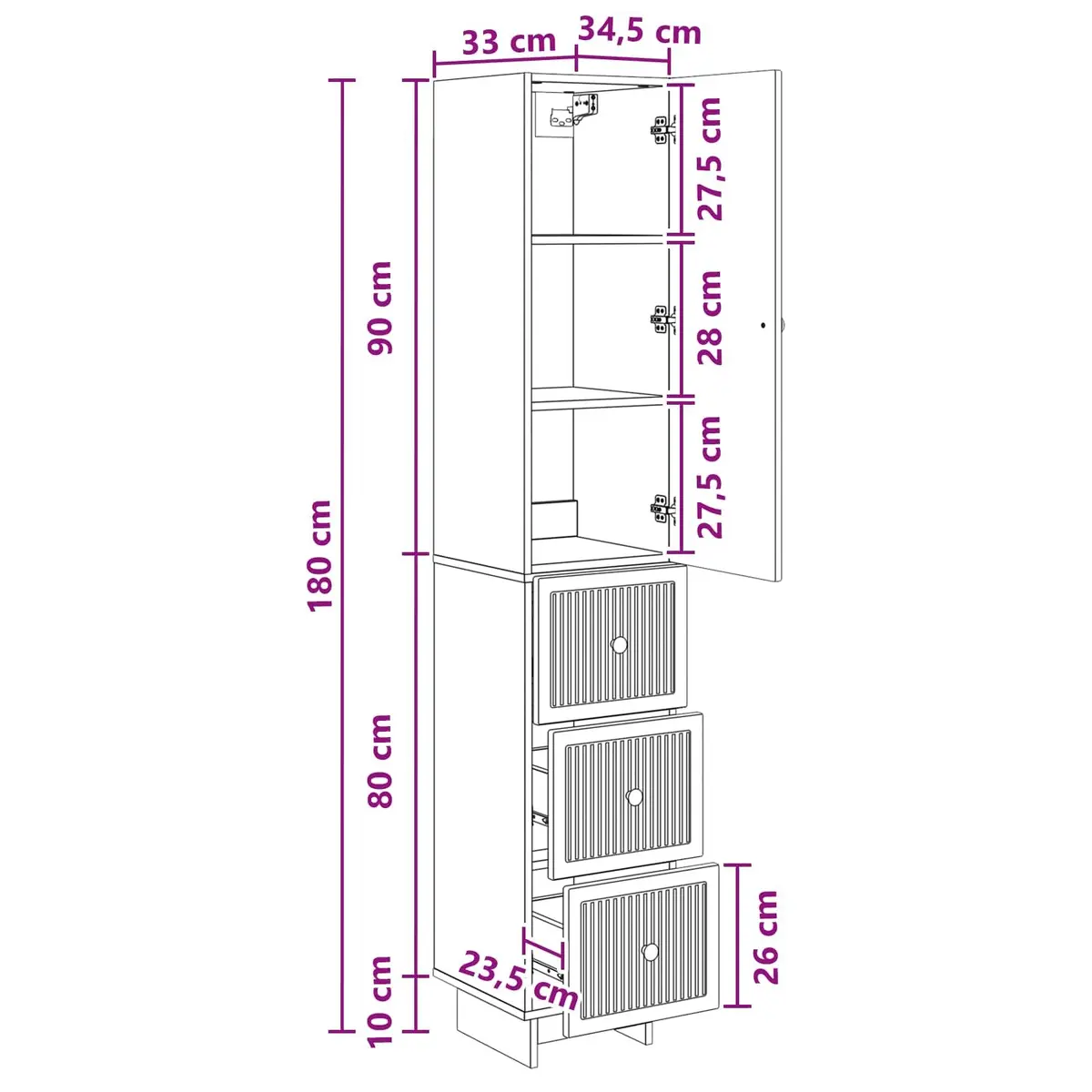 Cabinet Set 2 Pieces Storage Furniture Engineered Wood 33 x 34.5 x 90 cm White