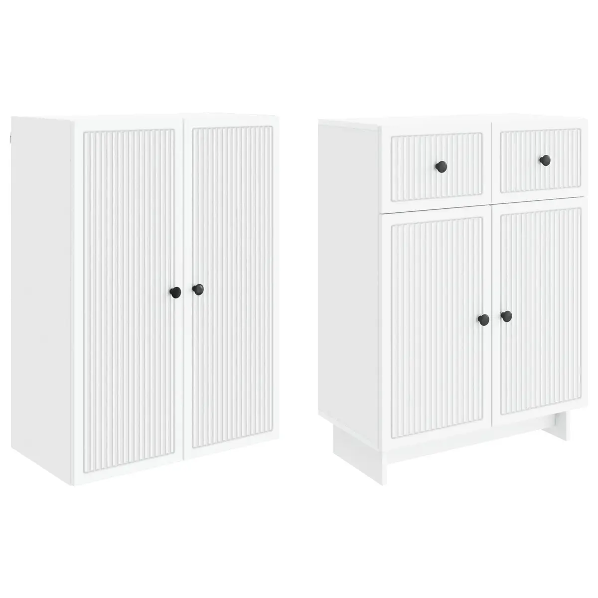 Cabinet Set 2 pcs Storage 66 x 34.5 x 90 cm White Engineered Wood