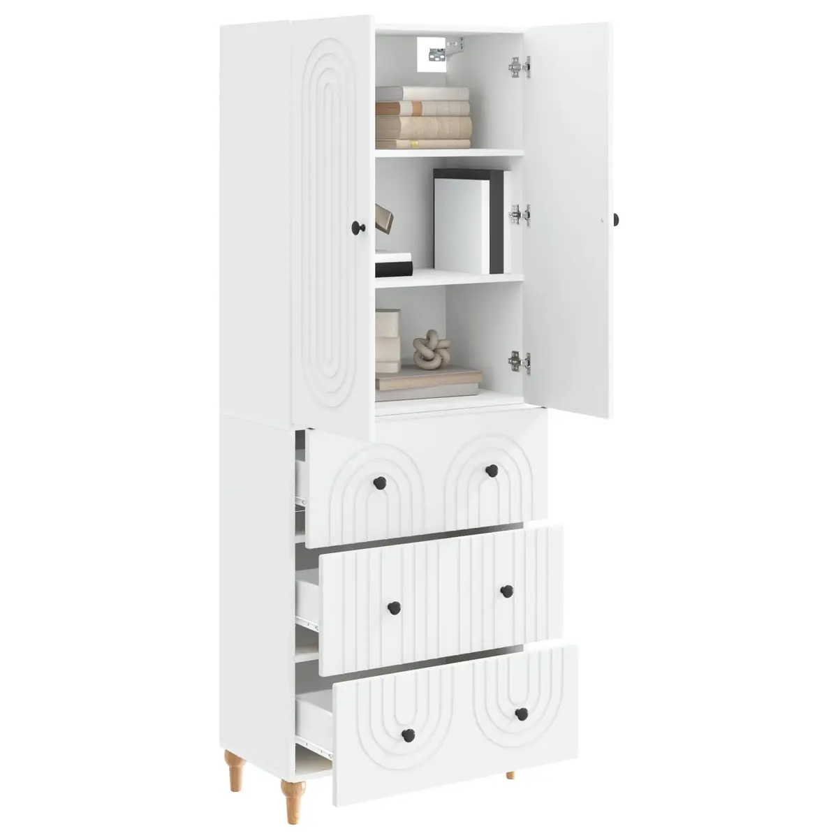 Storage Cabinet Set 2 Piece Engineered Wood Organiser with Shelves and Drawers for Home Office or Lounge Use